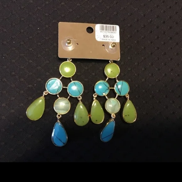 Chico's Blue and Green Dangle Earrings - Picture 4 of 4